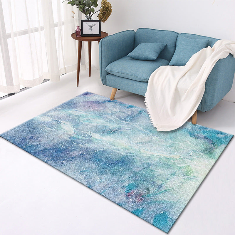 Multicolored Artistic Indoor Rug Trendy Watercolor Printed Area Carpet Polyester Friendly Washable Rug for Home Decoration