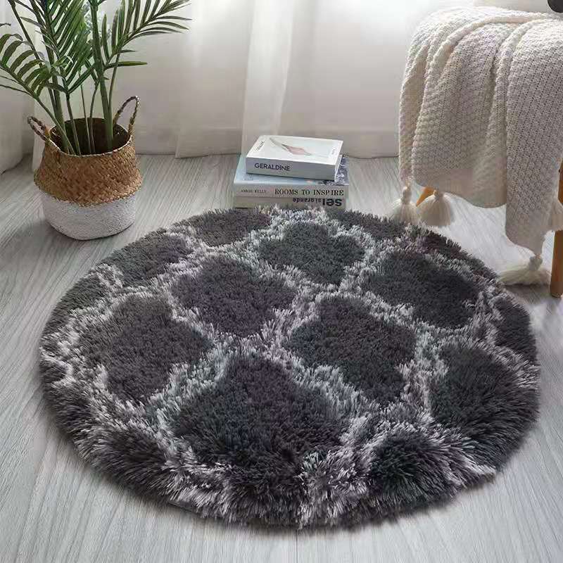 Round White Tone Modern Area Rug Polyester Shape Printing Rug Anti-Slip Backing Indoor Rug for Home Decor