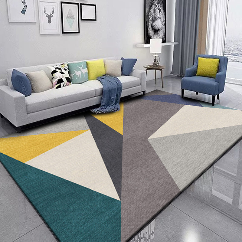 Funky Triangle Design Indoor Rug Multicolored Modern Rectangle Carpet Polyester Anti-Slip Backing Carpet for Home Decor