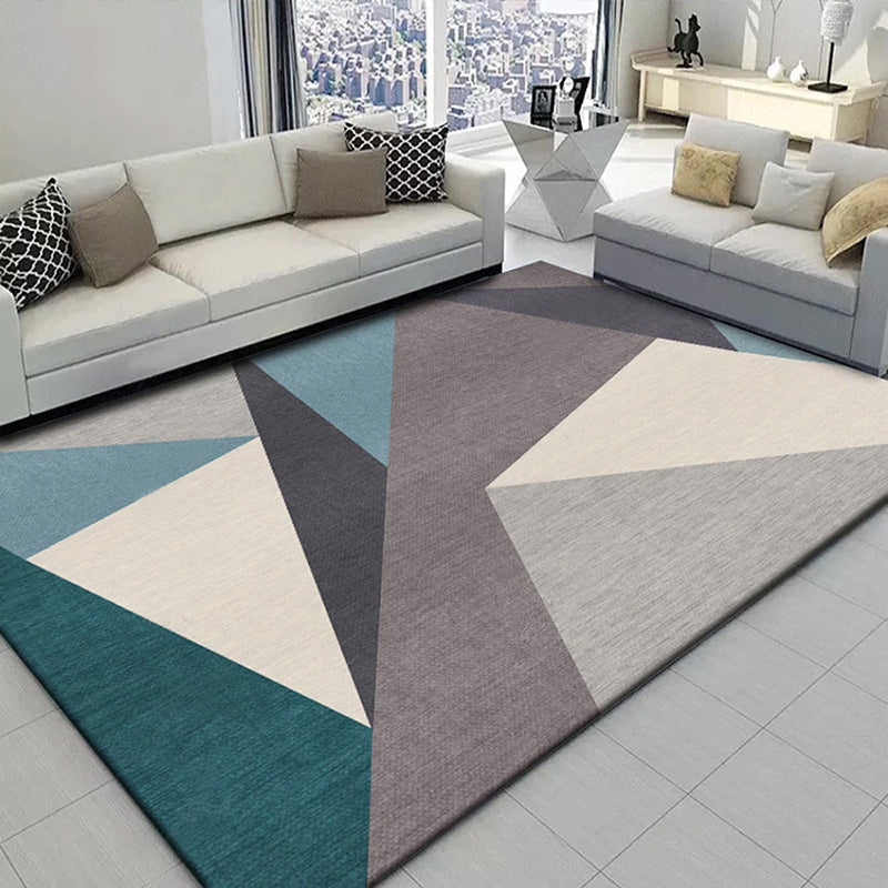Funky Triangle Design Indoor Rug Multicolored Modern Rectangle Carpet Polyester Anti-Slip Backing Carpet for Home Decor
