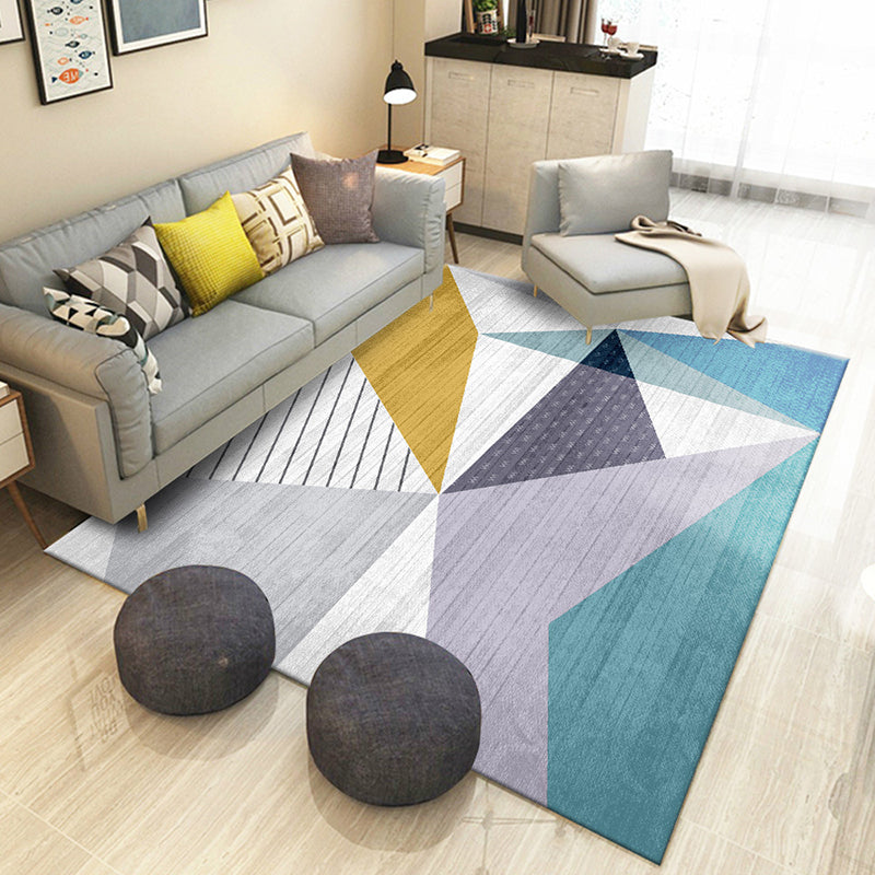 Funky Triangle Design Indoor Rug Multicolored Modern Rectangle Carpet Polyester Anti-Slip Backing Carpet for Home Decor