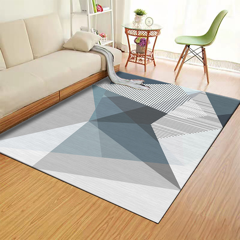Minimalist Geometry Pattern Rug Trendy Contemporary Polyester Carpet Rectangle Non-Slip Backing Rug for Living Room