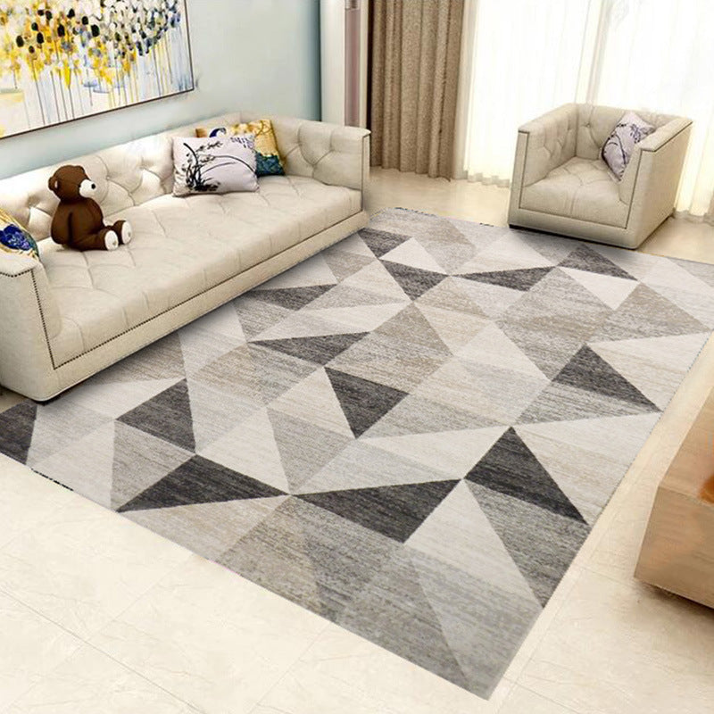 Fresh Simplicity Rectangle Area Rug Modern Triangle Printed Indoor Rug Polyester Stain Resistant Carpet for Home Decoration