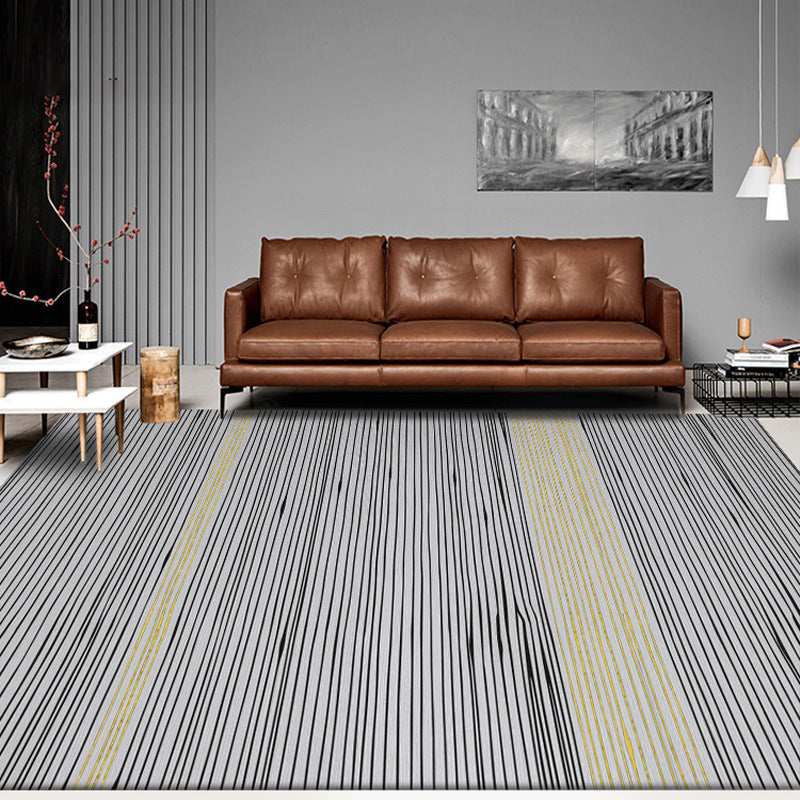 Creative Lines Printed Indoor Rug Modern Stylish Polyester Area Rug Easy Care Anti-Slip Backing Carpet for Living Room
