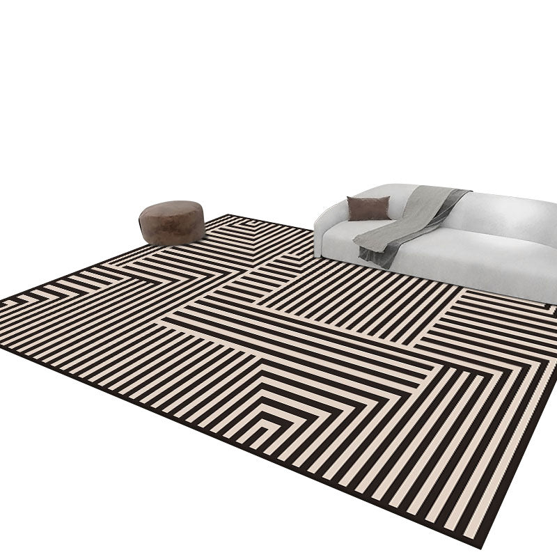 Creative Lines Printed Indoor Rug Modern Stylish Polyester Area Rug Easy Care Anti-Slip Backing Carpet for Living Room