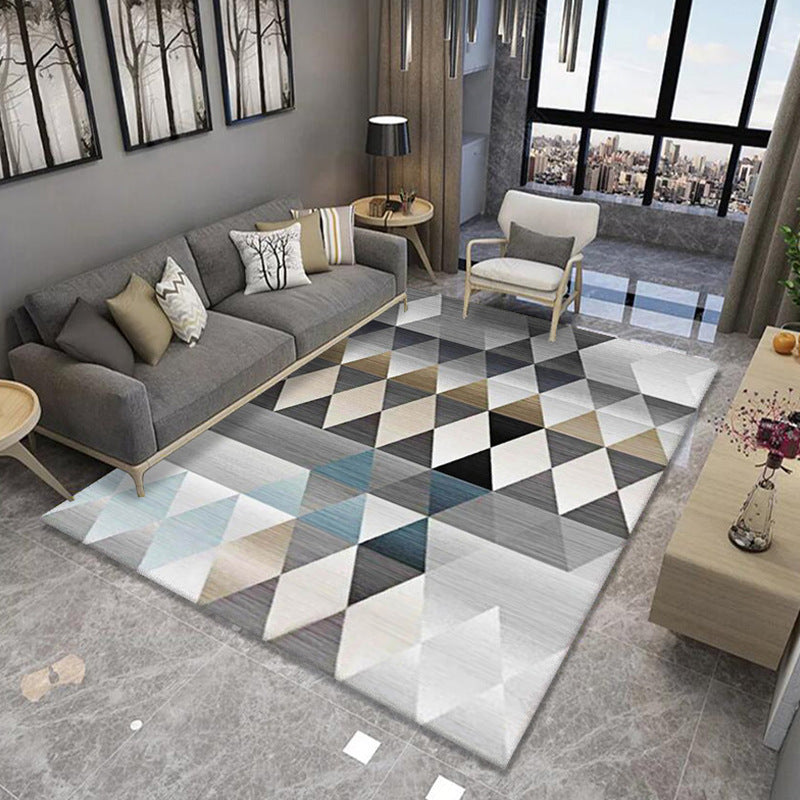 Simplicity Triangle Pattern Area Rug Colorful Contemporary Polyester Carpet Friendly Washable Area Carpet for Living Room