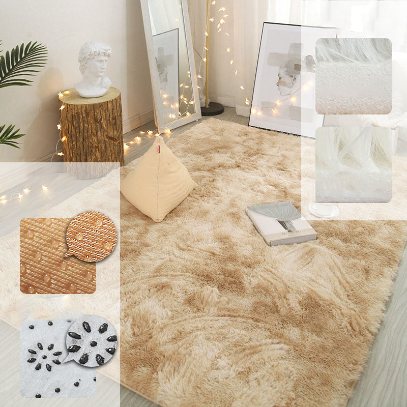 Simple Multicolor Modern Rug Polyester Tie-Dye Effect Area Rug Non-Slip Backing Carpet for Living Room