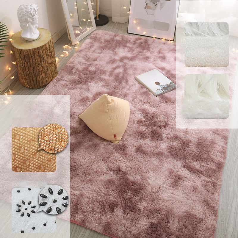 Simple Multicolor Modern Rug Polyester Tie-Dye Effect Area Rug Non-Slip Backing Carpet for Living Room