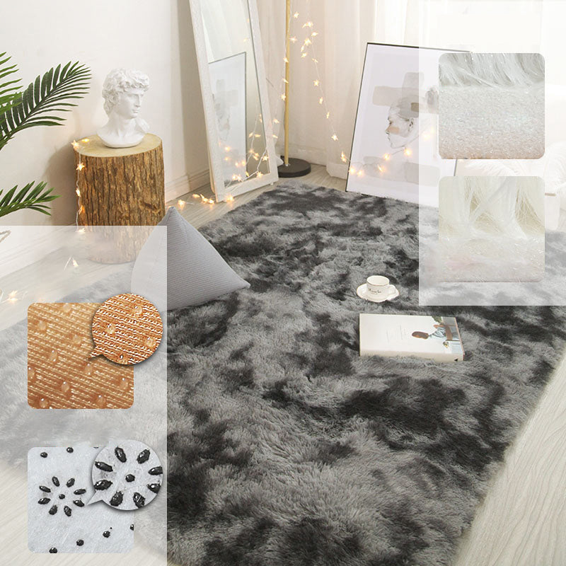 Simple Multicolor Modern Rug Polyester Tie-Dye Effect Area Rug Non-Slip Backing Carpet for Living Room