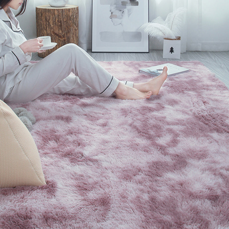 Simple Multicolor Modern Rug Polyester Tie-Dye Effect Area Rug Non-Slip Backing Carpet for Living Room