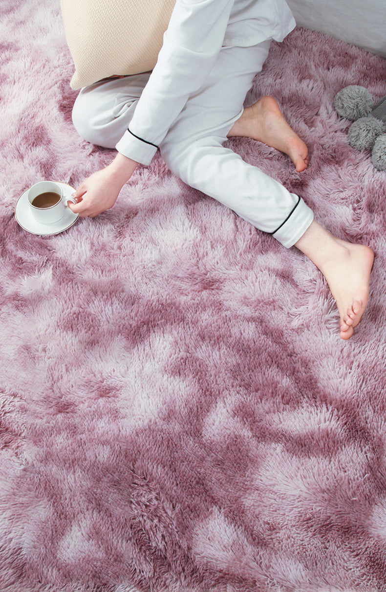 Simple Multicolor Modern Rug Polyester Tie-Dye Effect Area Rug Non-Slip Backing Carpet for Living Room