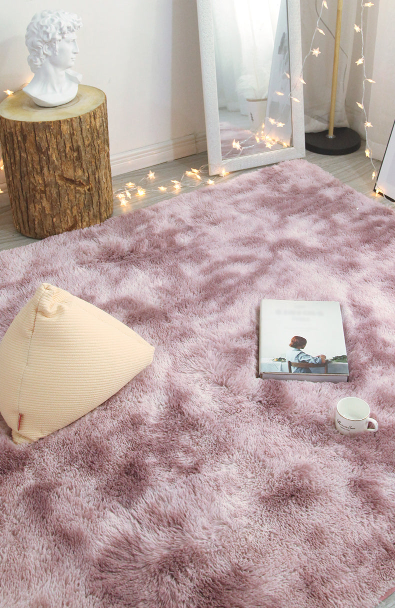 Simple Multicolor Modern Rug Polyester Tie-Dye Effect Area Rug Non-Slip Backing Carpet for Living Room