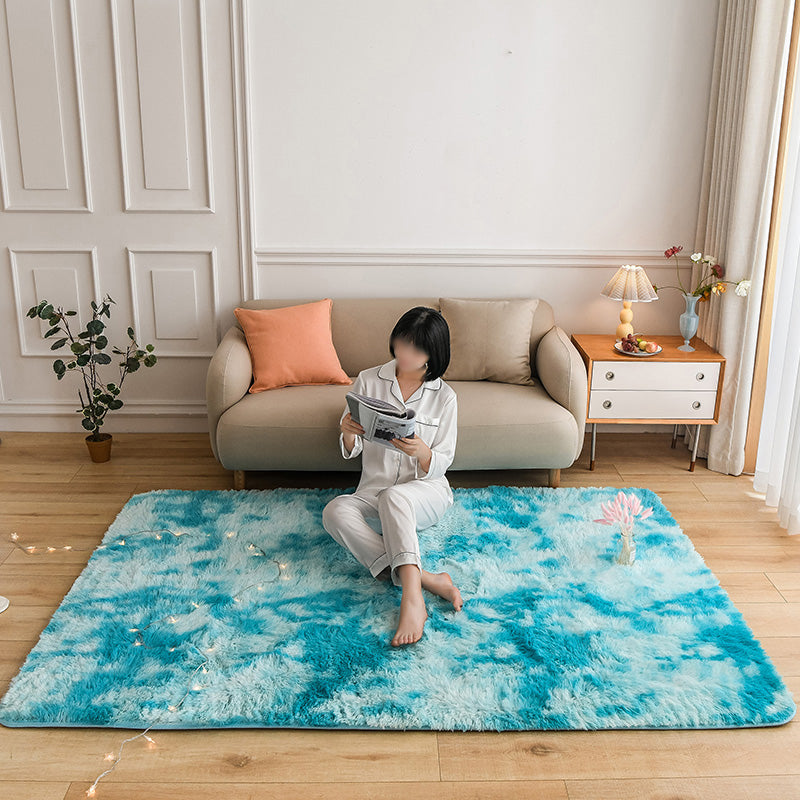 Multicolor Simplicity Area Rug Polyester Tie-Dye Effect Rug Non-Slip Backing Indoor Rug for Living Room
