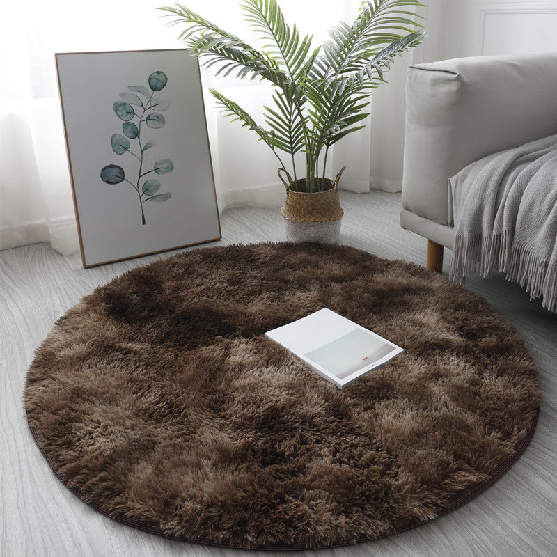 Round Dark Color Modern Indoor Rug Polyester Solid Carpet Anti-Slip Backing Rug for Home Decoration