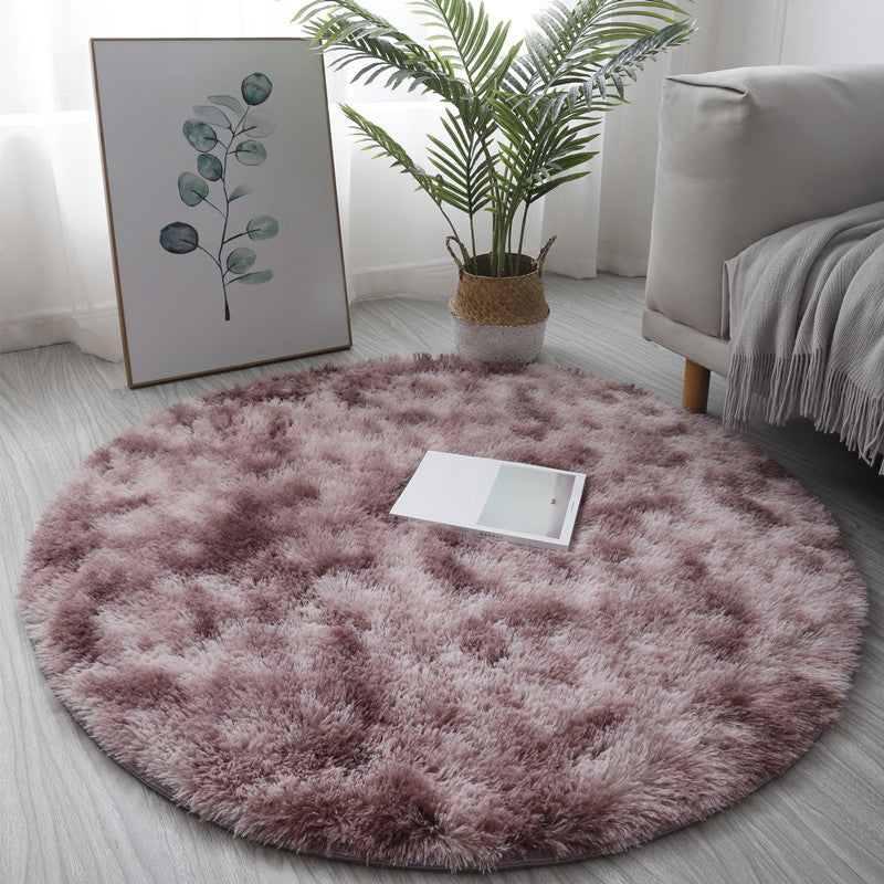 Round Dark Color Modern Indoor Rug Polyester Solid Carpet Anti-Slip Backing Rug for Home Decoration