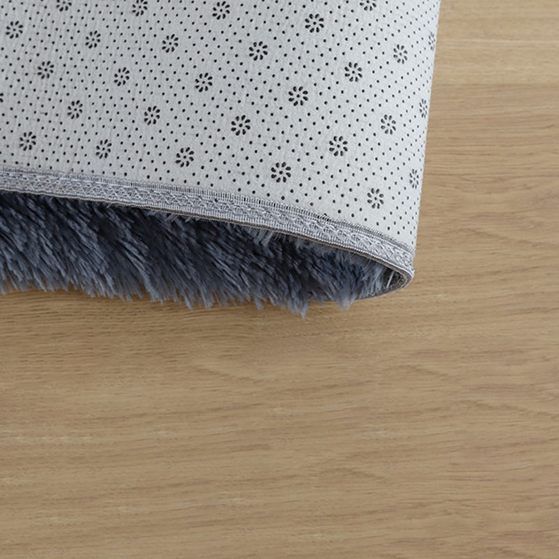 Round Dark Color Solid Rug Polyester eigentijdse anti-slip achterste binnenvleed tapijt voor woonkamer