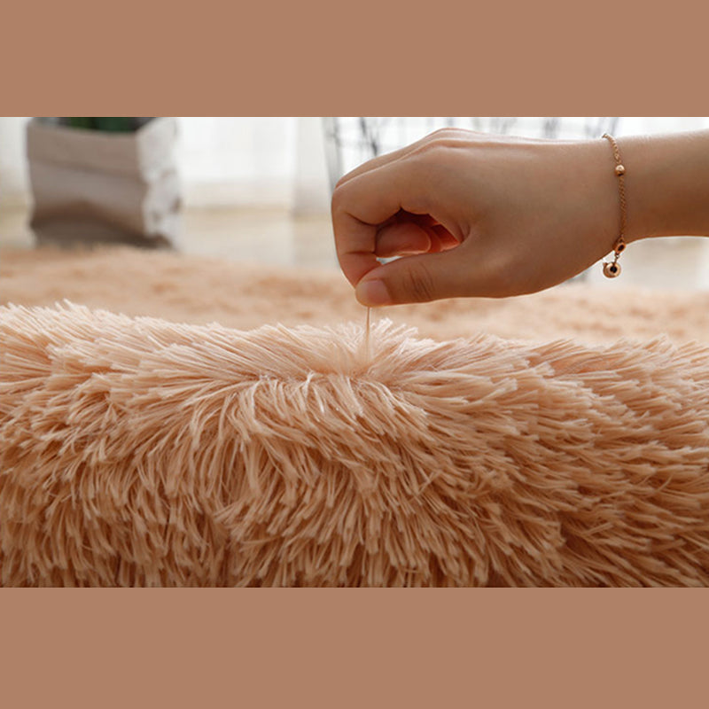 Round Dark Color Solid Rug Polyester eigentijdse anti-slip achterste binnenvleed tapijt voor woonkamer