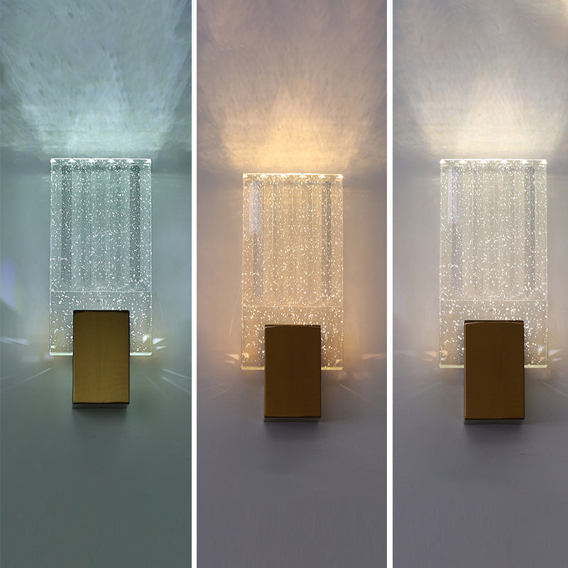 Bobble Crystal Rectangular LED SCONCE Postmodern Brass Wall Lighting per camera da letto