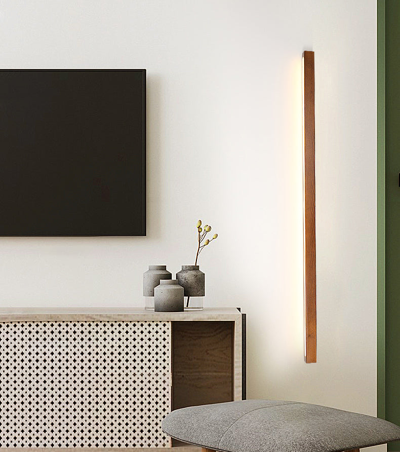 Linear Wooden Flush Mount Wall Lamp Nordic LED Wall Light Fixture for Living Room