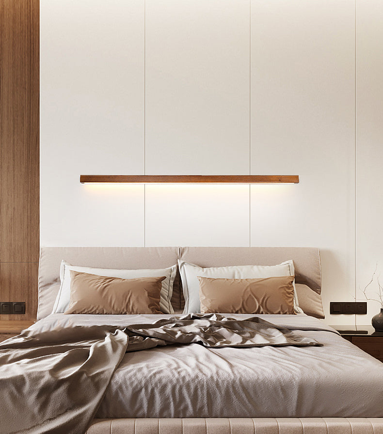 Linear Wooden Flush Mount Wall Lamp Nordic LED Wall Light Fixture for Living Room