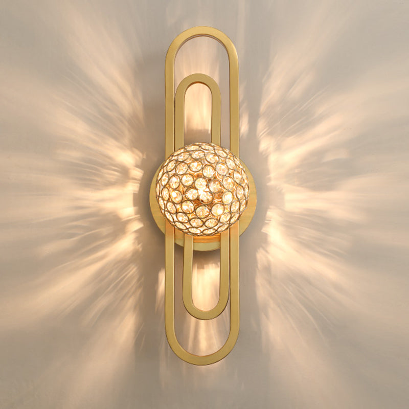 Postmodern Style Crystal Wall Sconce Light Living Room Hallway Wall Lamp in Gold