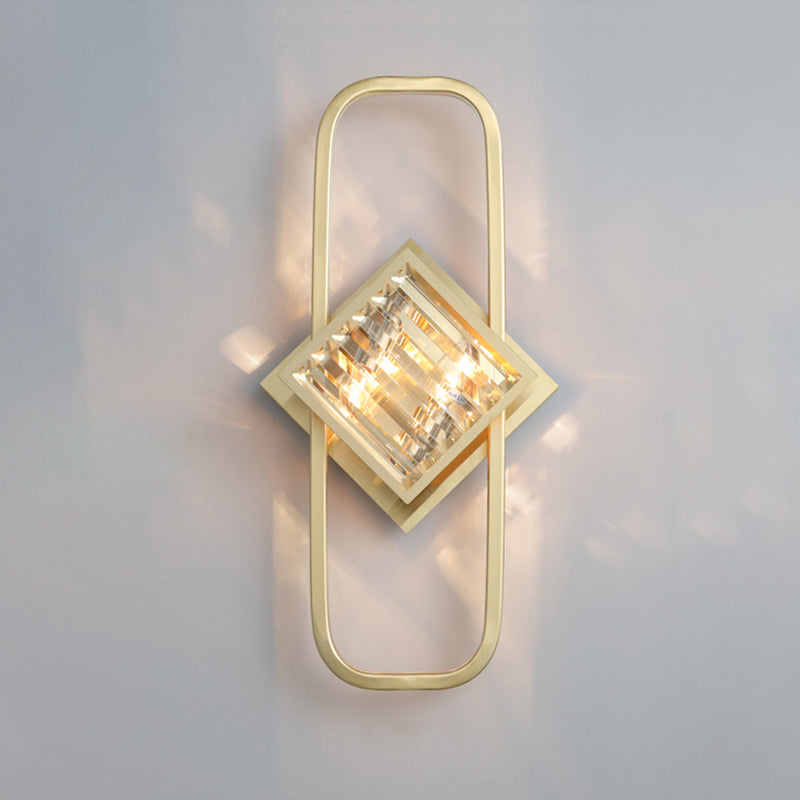 Postmodern Style Crystal Wall Sconce Light Living Room Hallway Wall Lamp in Gold