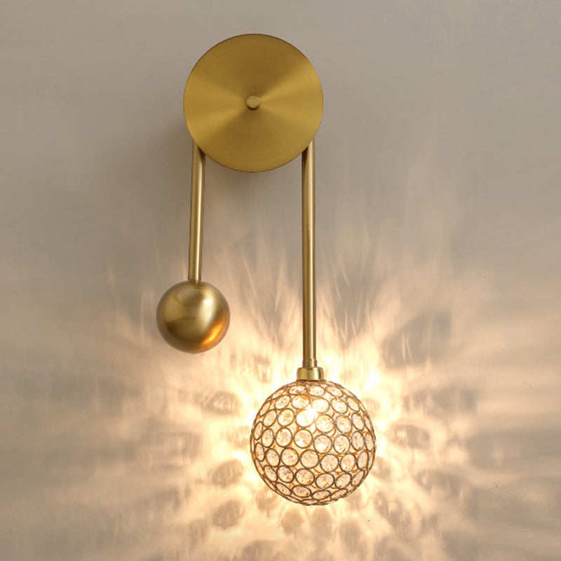 Postmodern Style Crystal Wall Sconce Light Living Room Hallway Wall Lamp in Gold