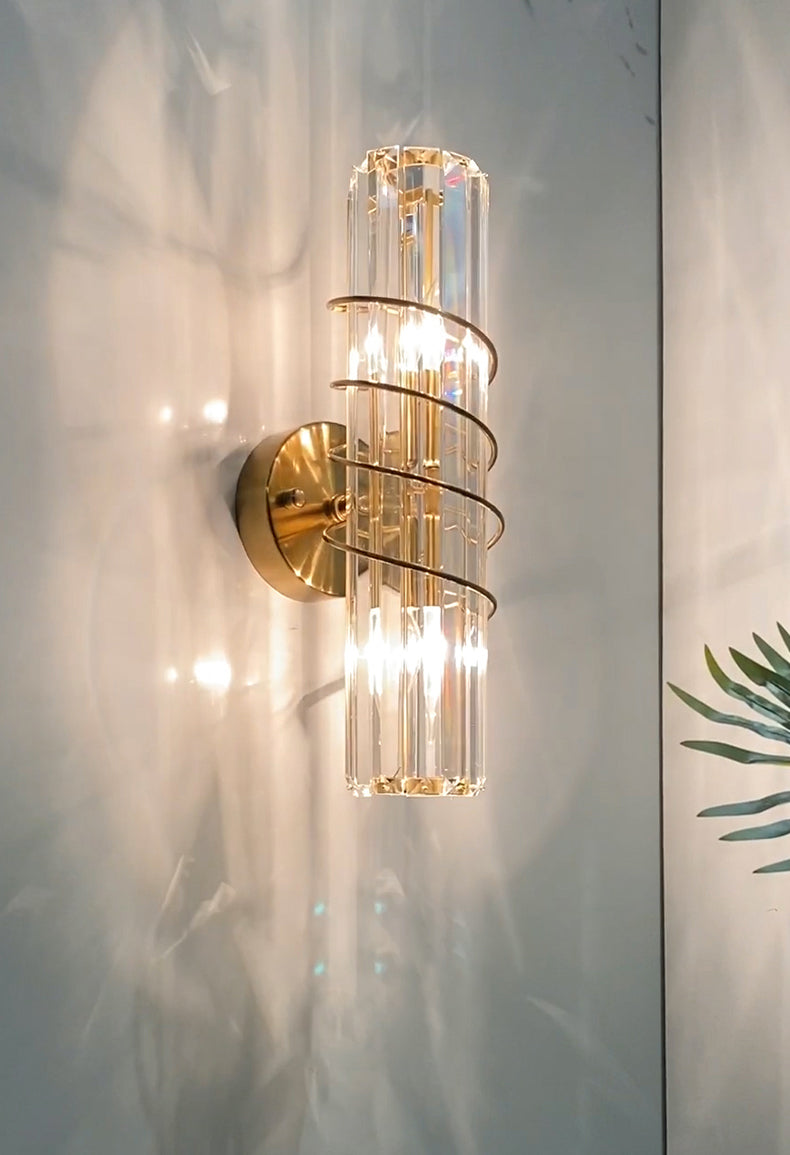 Postmodern Style Crystal Wall Sconce Light Living Room Hallway Wall Lamp in Gold