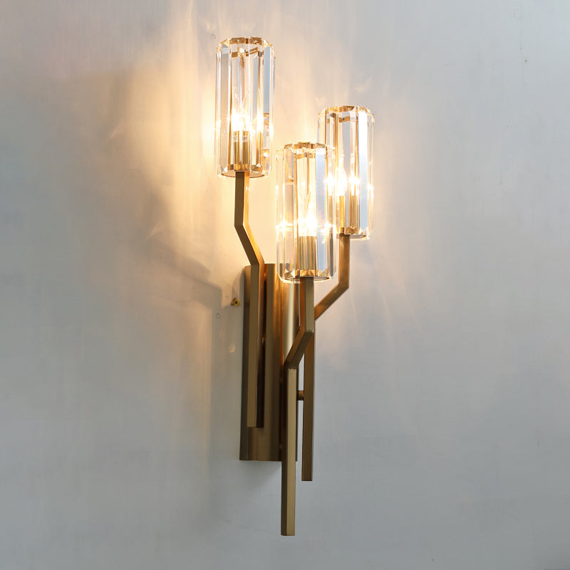 Postmodern Style Crystal Wall Sconce Light Living Room Hallway Wall Lamp in Gold