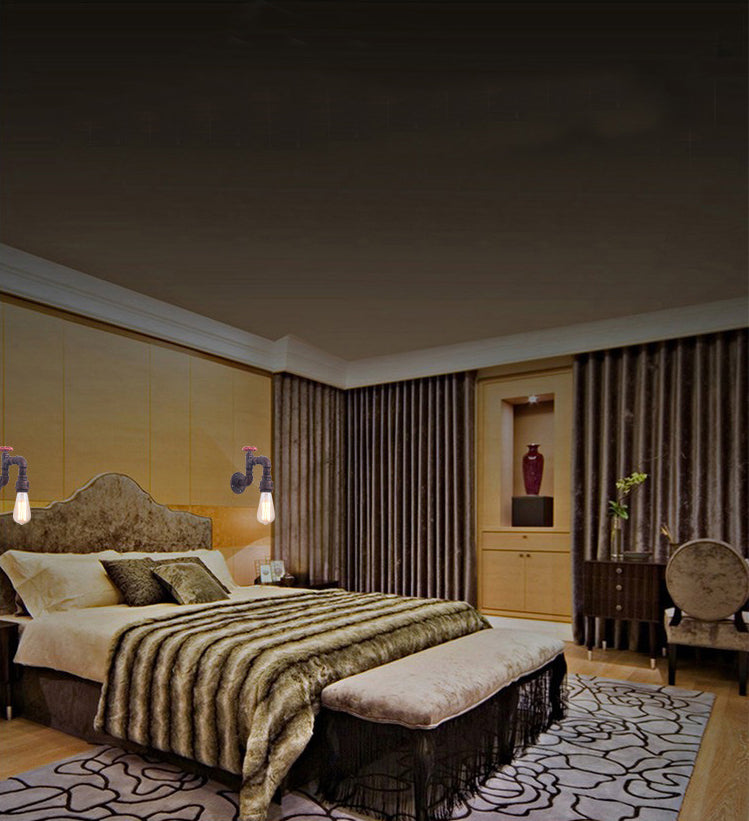 1-Light Industrial Wrought Iron Wall Sconce Pipe and Gauge Wall Light Lamp for Dining Room