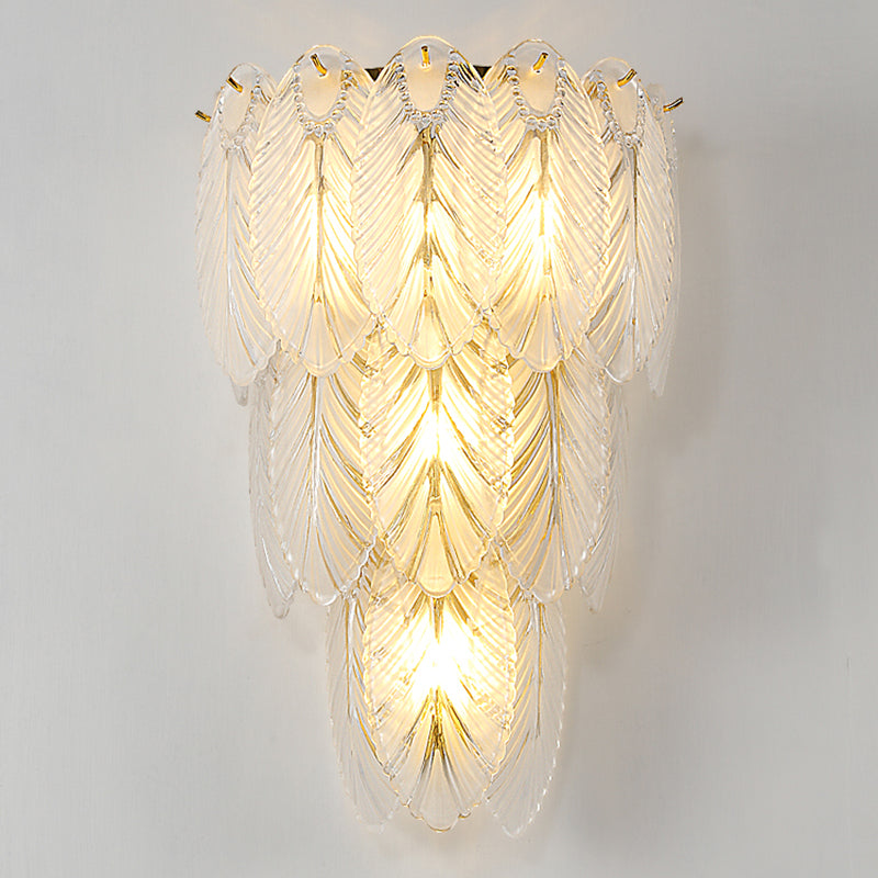 Leaf Flush Mount Wall Sconce Postmodern Crystal Gold Wall Light for Living Room