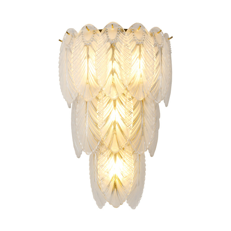 Leaf Flush Mount Wall Sconce Postmodern Crystal Gold Wall Light for Living Room