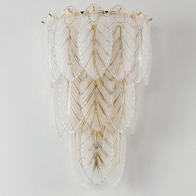 Leaf Flush Mount Wall Sconce Postmodern Crystal Gold Wall Light for Living Room