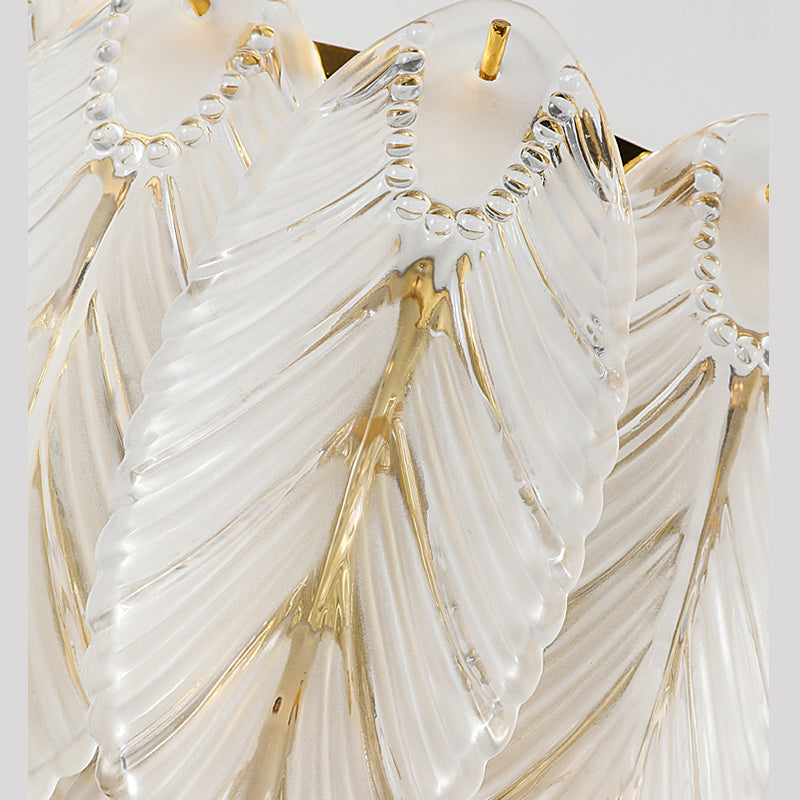 Leaf Flush Mount Wall Sconce Postmodern Crystal Gold Wall Light for Living Room