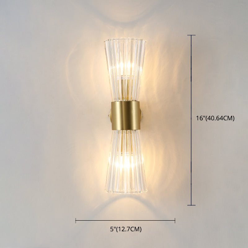 Sala de estar de reloj de arena lámpara de luz cristal 2 luces 2 luces posmoderna luz de pared en oro