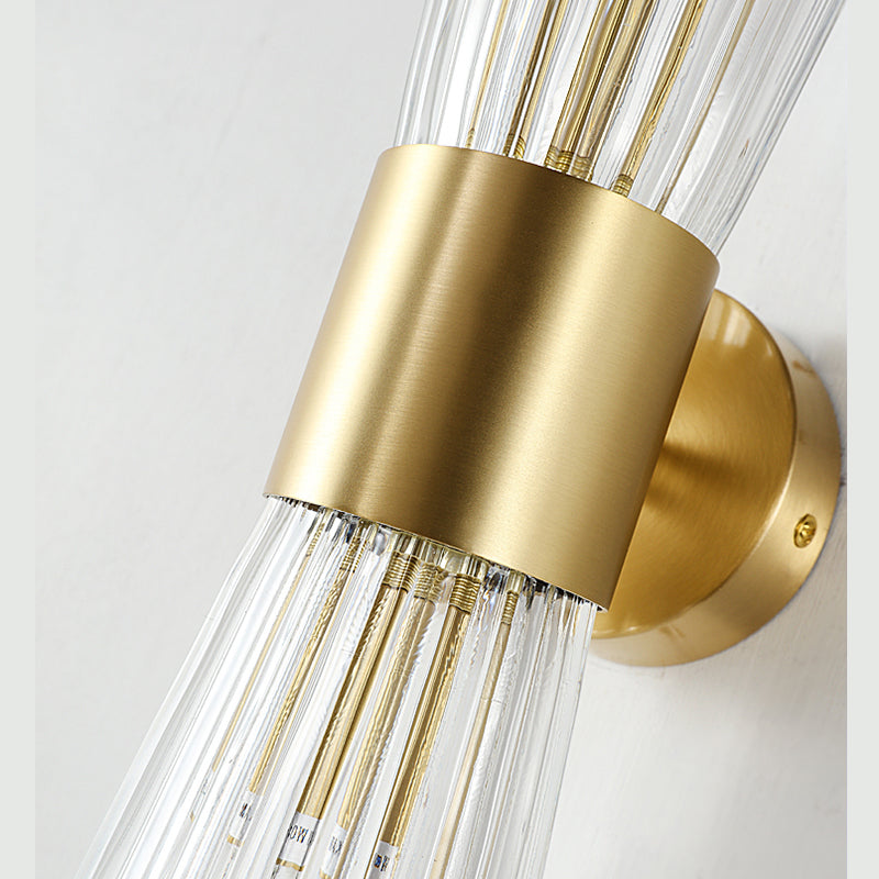 Sala de estar de reloj de arena lámpara de luz cristal 2 luces 2 luces posmoderna luz de pared en oro