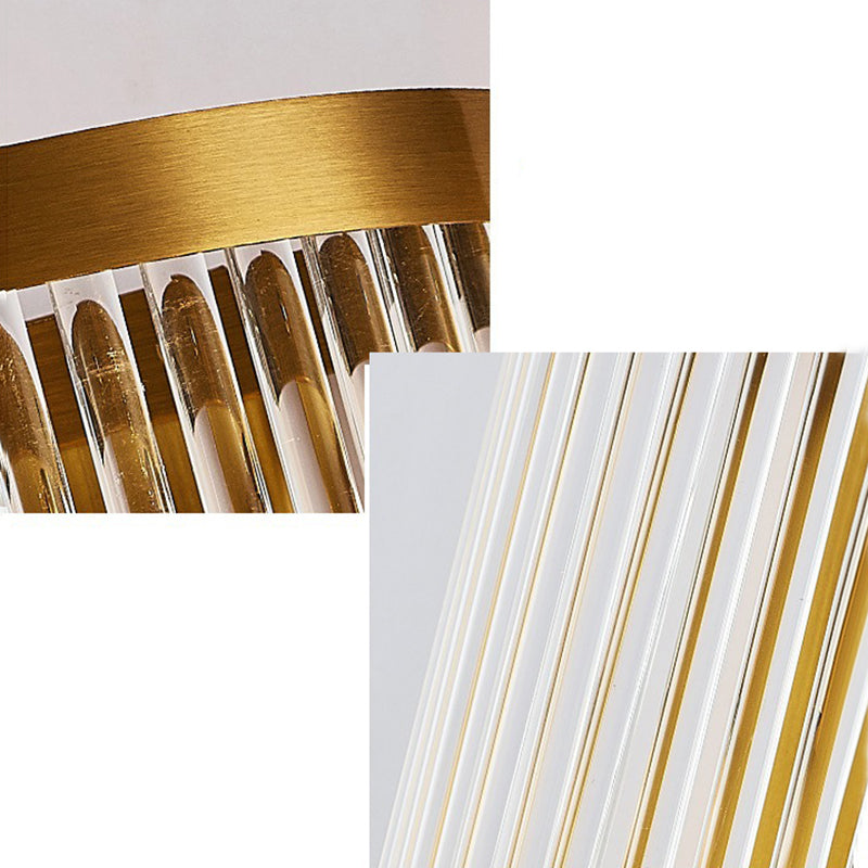 Lámpara de matorral de cristal de 2 niveles moderna luz dorada de 2 luces luz montada en la pared para dormitorio