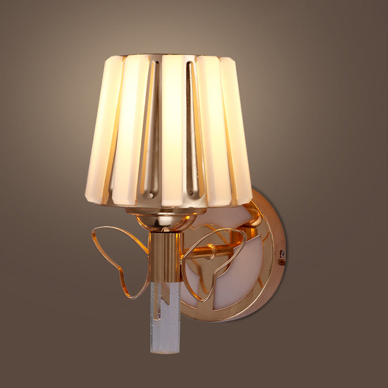 Rose Gold Small Wall Lighting Minimalist 1-Light Prismatic Crystal Sconce for Hallway