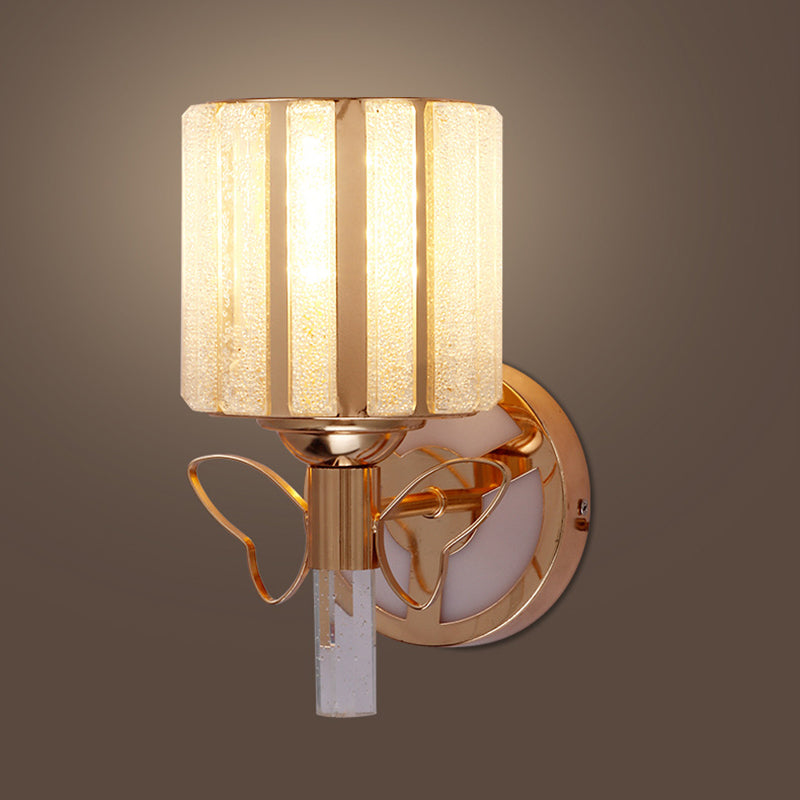 Rose Gold Small Wall Lighting Minimalist 1-Light Prismatic Crystal Sconce for Hallway