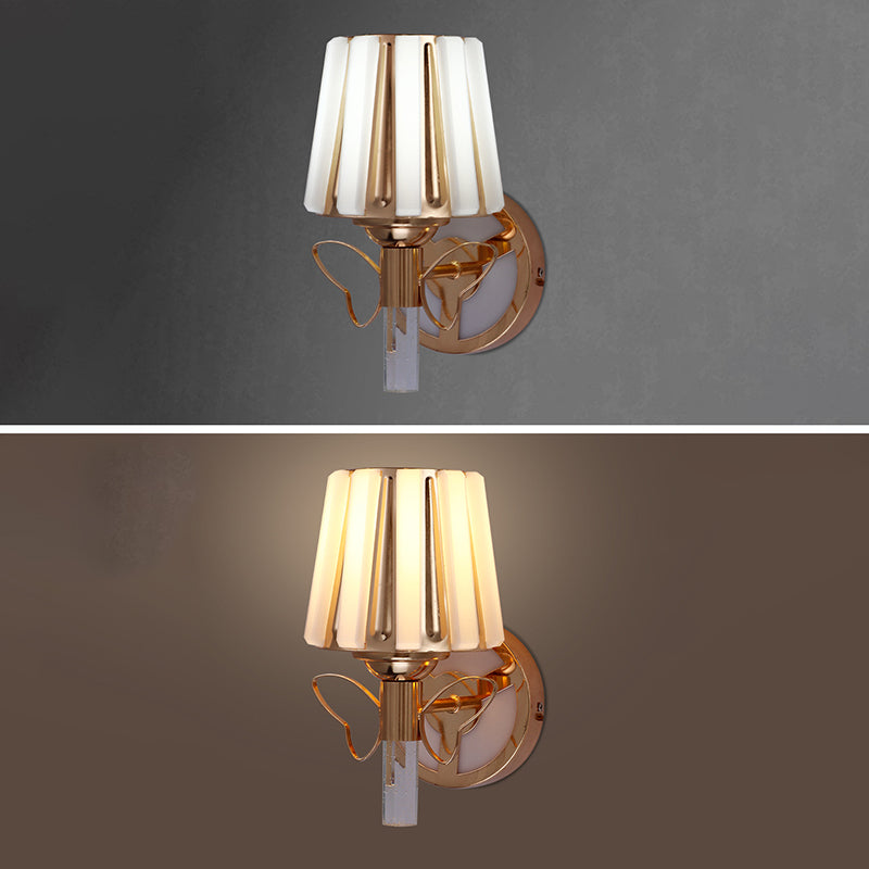 Rose Gold Small Wall Lighting Minimalist 1-Light Prismatic Crystal Sconce for Hallway