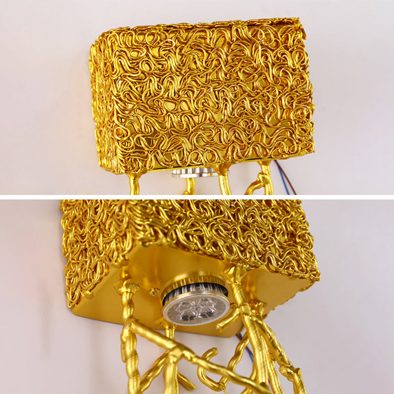 Crystal Droplet Wall Lamp Postmodern 1 Bulb Gold Plated Sconce Lighting for Stairs