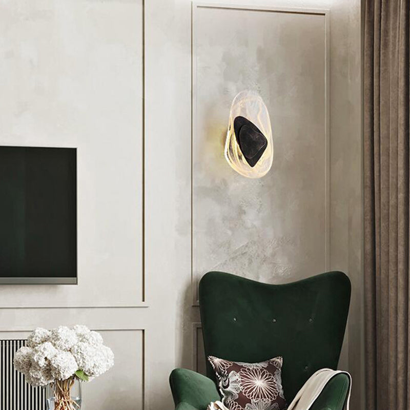 Ovale Crystal Glass Wall Sconce Postmodern LED Wall Murd Murned pour le salon