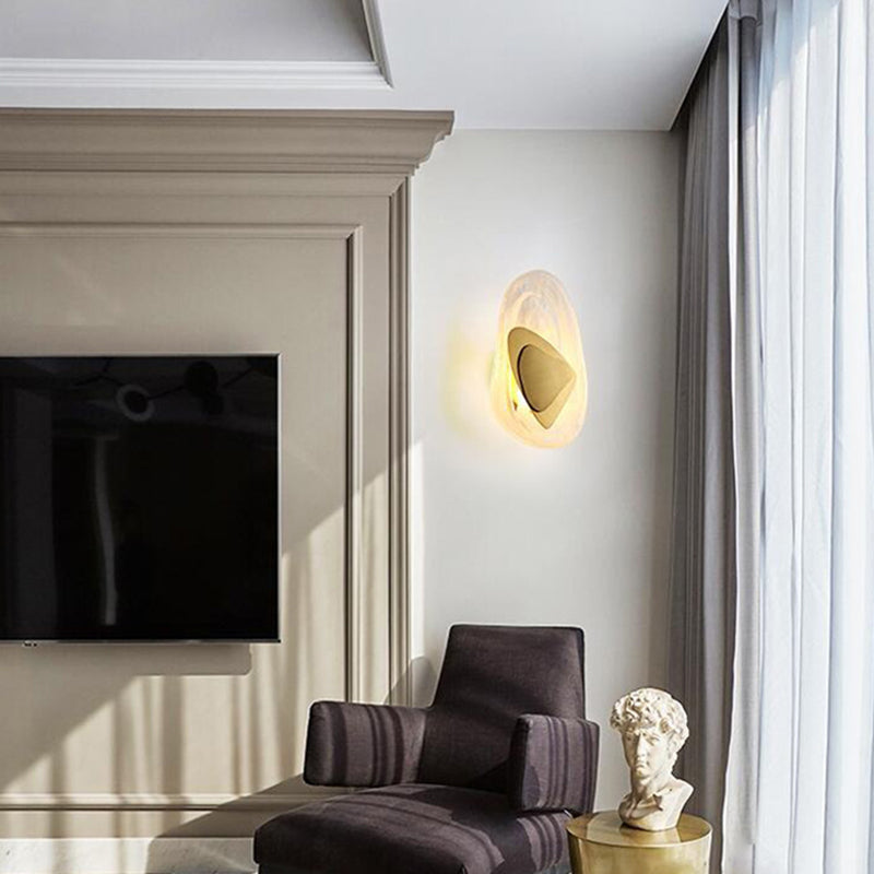 Ovale Crystal Glass Wall Sconce Postmodern LED Wall Murd Murned pour le salon
