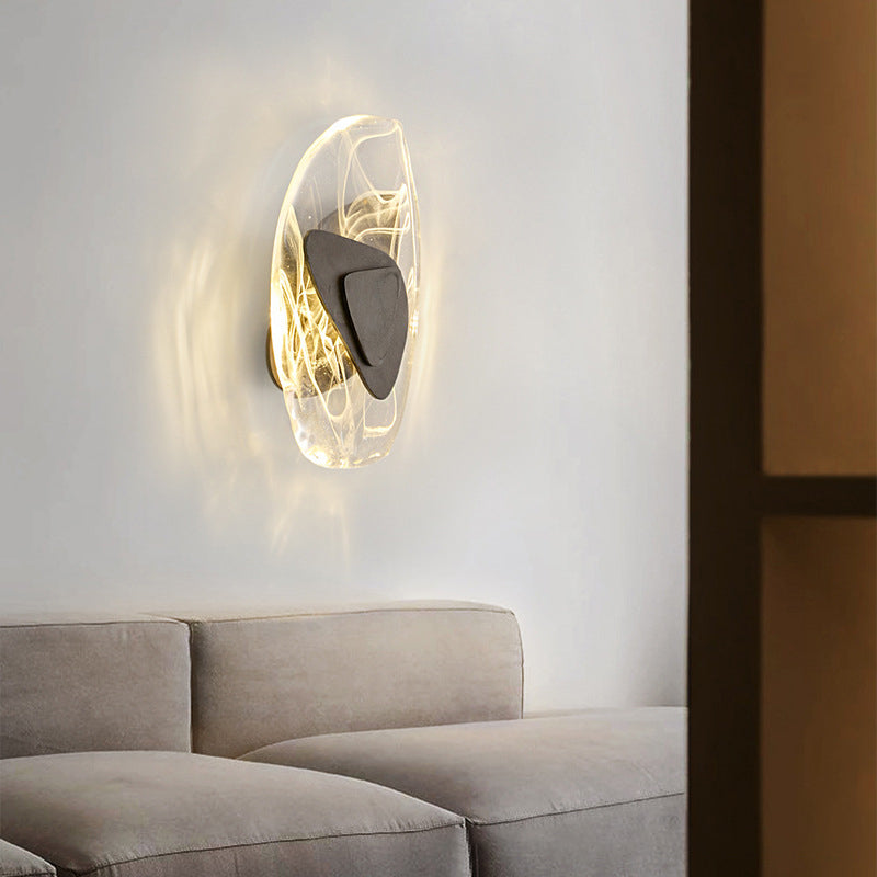 Ovale Crystal Glass Wall Sconce Postmodern LED Wall Murd Murned pour le salon