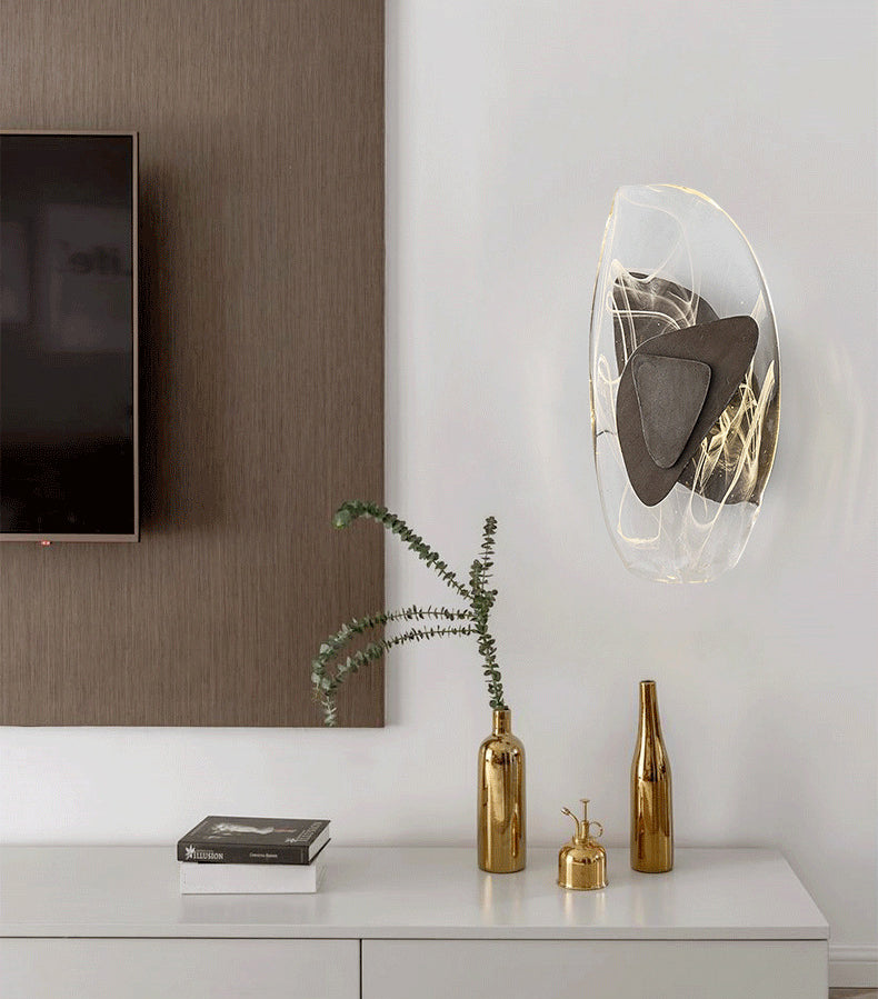 Ovale Crystal Glass Wall Sconce Postmodern LED Wall Murd Murned pour le salon