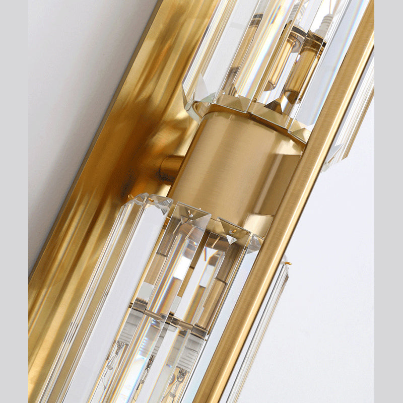 Dicultura de pared de 2 luces de oro en modernos estilo de lujo de hierro forjado Luz de pared cilíndrica con sombra de cristal