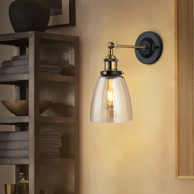 Lámpara de pared de vidrio negro claro lámpara de apliques de estilo industrial para comedor