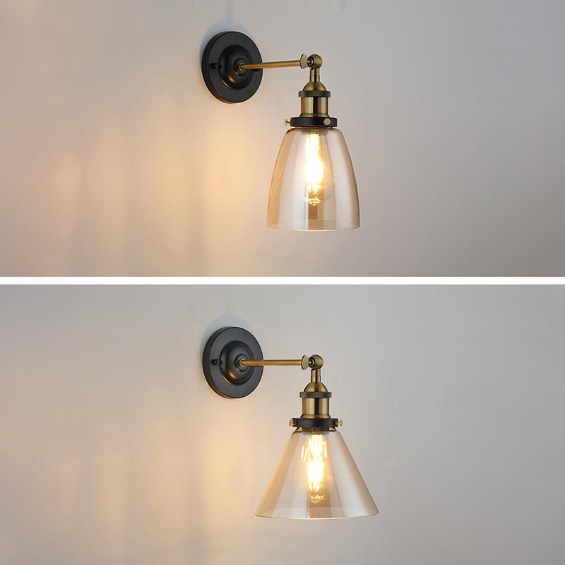 Lampe murale en verre transparent noir