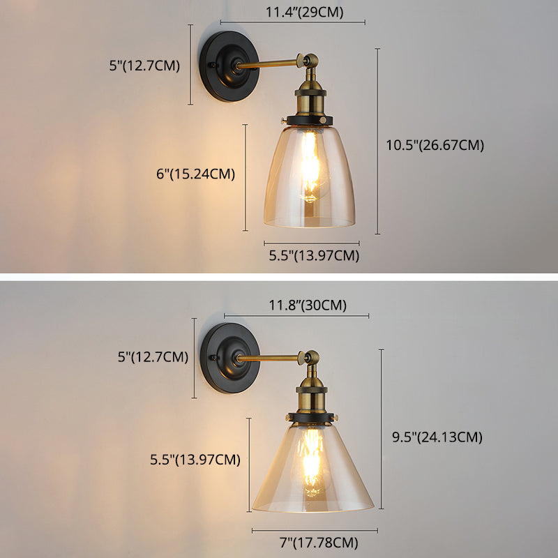 Lampe murale en verre transparent noir