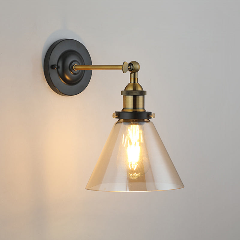 Lampe murale en verre transparent noir